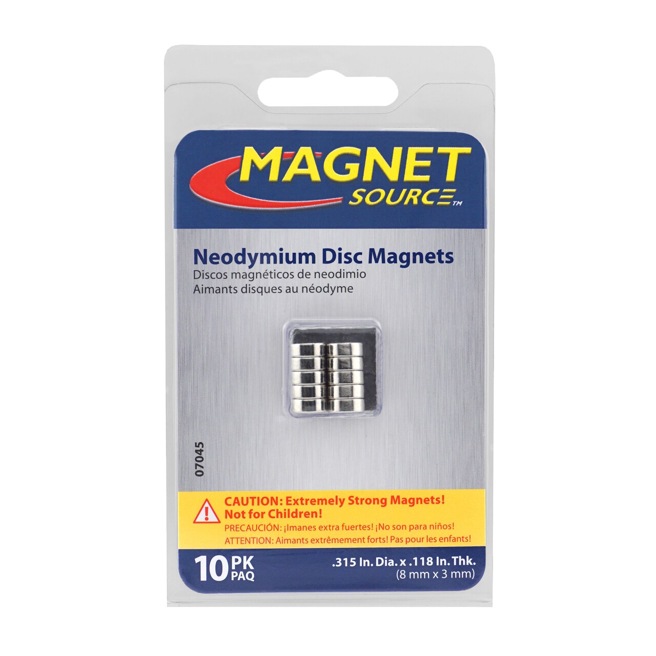 Magnet Source Super Neodymium Disc Magnets, .315" x .118", 10/Pkg.